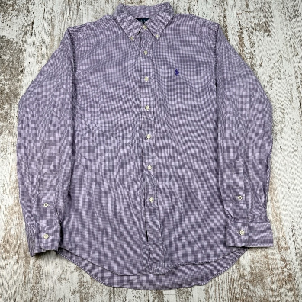 Ralph Lauren Button Down Shirt Sz M Check Long Sleeve Casual  Dad Business‎ - Picture 2 of 8